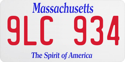 MA license plate 9LC934
