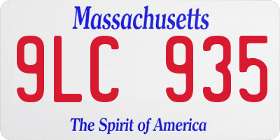 MA license plate 9LC935
