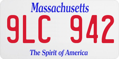 MA license plate 9LC942