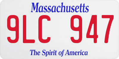 MA license plate 9LC947