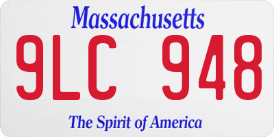 MA license plate 9LC948
