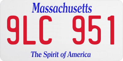MA license plate 9LC951