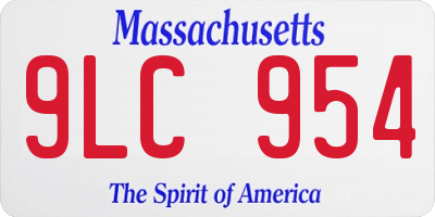 MA license plate 9LC954