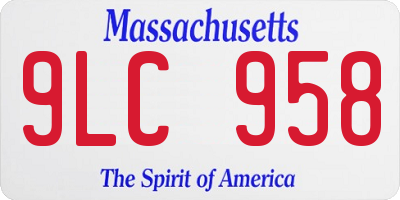 MA license plate 9LC958