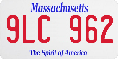 MA license plate 9LC962