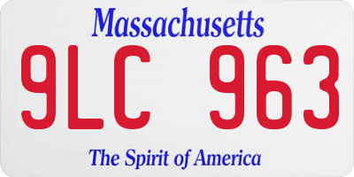 MA license plate 9LC963