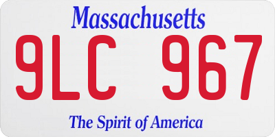 MA license plate 9LC967