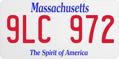 MA license plate 9LC972