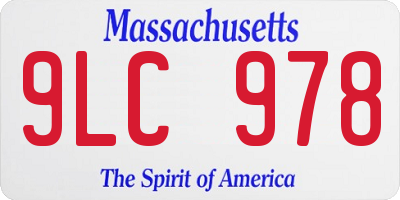 MA license plate 9LC978
