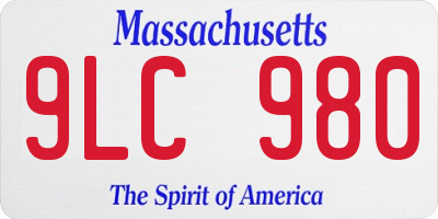 MA license plate 9LC980