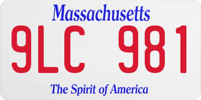 MA license plate 9LC981