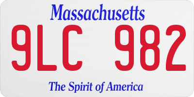 MA license plate 9LC982