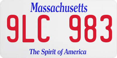 MA license plate 9LC983