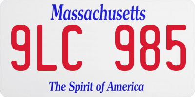 MA license plate 9LC985