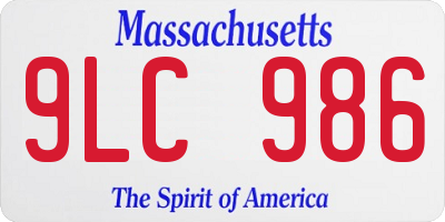 MA license plate 9LC986