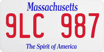 MA license plate 9LC987