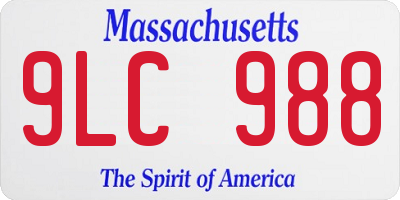 MA license plate 9LC988