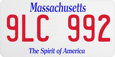 MA license plate 9LC992