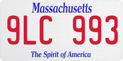 MA license plate 9LC993