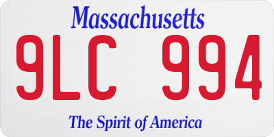 MA license plate 9LC994