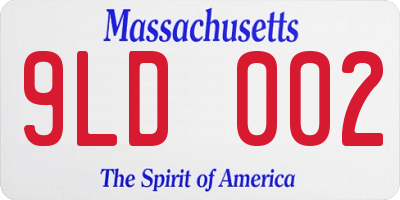 MA license plate 9LD002
