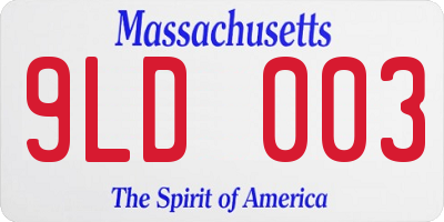 MA license plate 9LD003