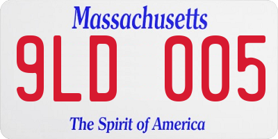 MA license plate 9LD005