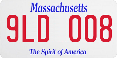 MA license plate 9LD008