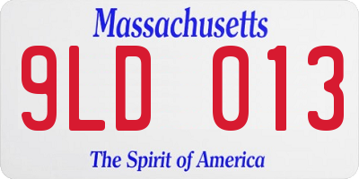 MA license plate 9LD013