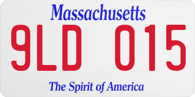 MA license plate 9LD015