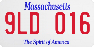 MA license plate 9LD016