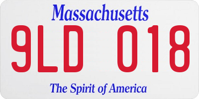 MA license plate 9LD018