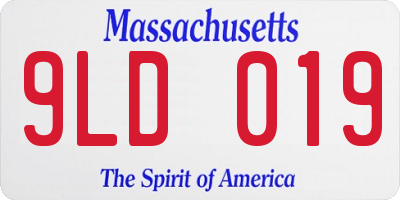 MA license plate 9LD019