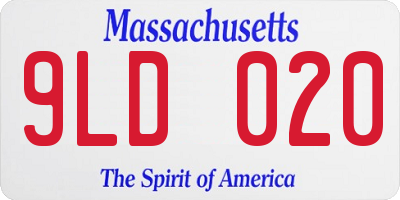 MA license plate 9LD020