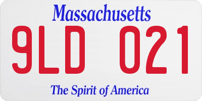 MA license plate 9LD021