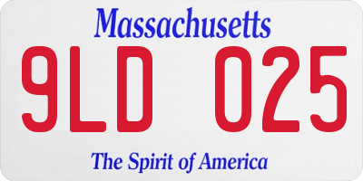 MA license plate 9LD025