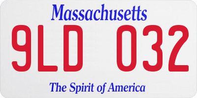 MA license plate 9LD032