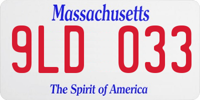 MA license plate 9LD033