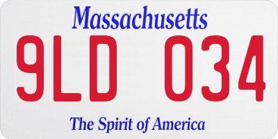 MA license plate 9LD034