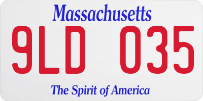 MA license plate 9LD035