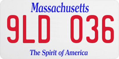 MA license plate 9LD036