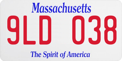 MA license plate 9LD038