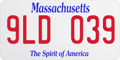 MA license plate 9LD039