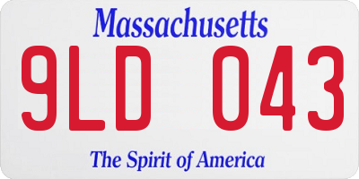MA license plate 9LD043