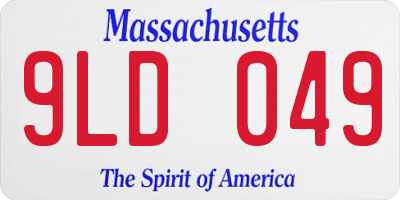 MA license plate 9LD049