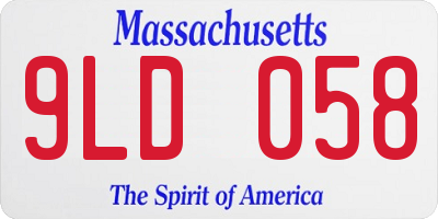 MA license plate 9LD058