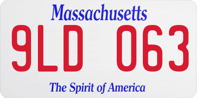 MA license plate 9LD063