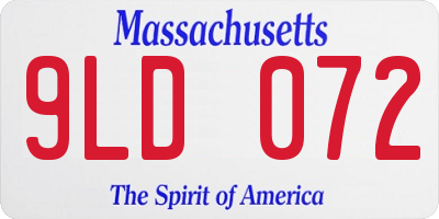 MA license plate 9LD072