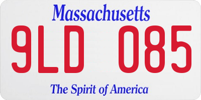 MA license plate 9LD085