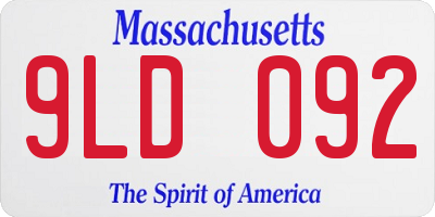 MA license plate 9LD092